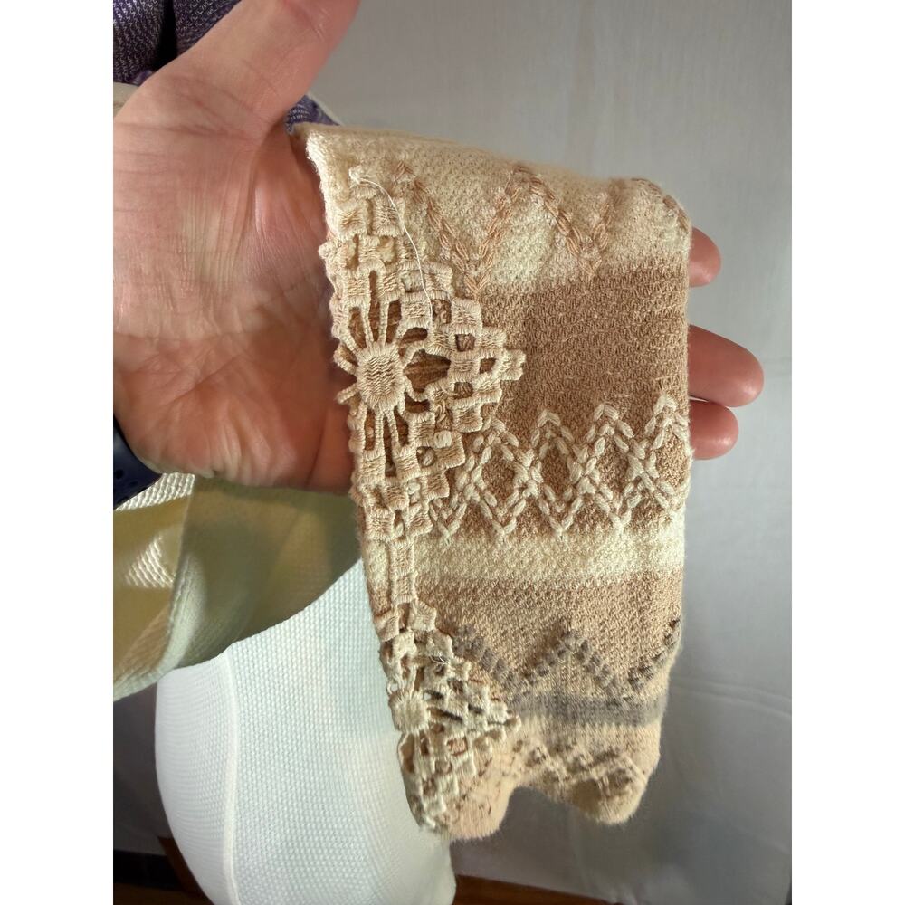 We the Free People Kyoto Cuff Thermal Top Waffle Knit beige brown tan Sleeves M - Picture 3 of 6